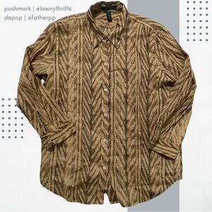 Lauren Ralph Lauren LRL Women's Large Button Down Shirt 100% Linen